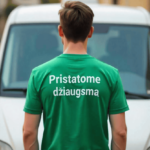 spauda ant žalių marškinėlių nugaros