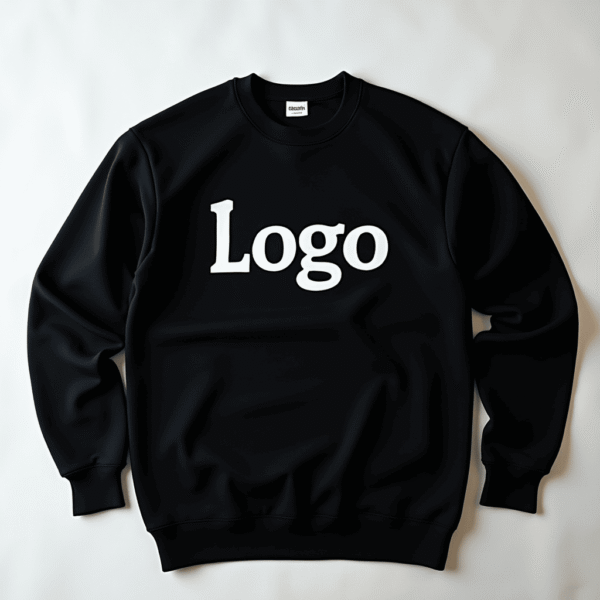 džemperis be kapišono su spauda juodas