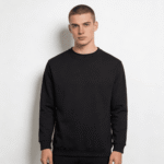 Vyriškas juodas džemperis apvalia apykakle