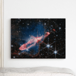 Herbig-Haro 4647 žvaigždės gimimas ant drobės paveikslo iš arti