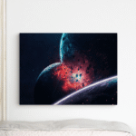 planetų susidūrimas paveikslas ant drobės ant sienos iš arti