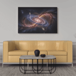 paveikslas ant drobės pulsaras virš sofos