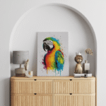 paveikslas ant drobės papūga interjere