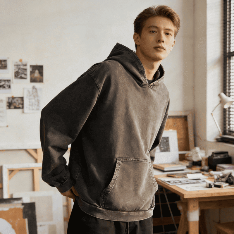 acid wash džemperis su vyru