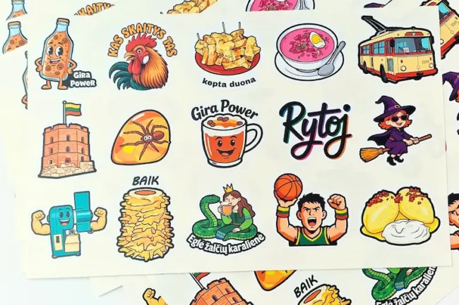 Lietuviški vinilo lipdukai - 15 vnt. rinkinys su memų motyvais