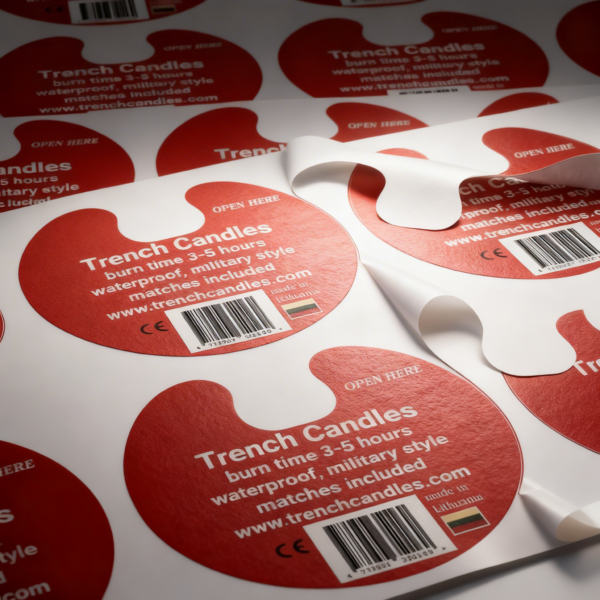 produktu-etiketes-apvalios-raudonos-rinkinys Apvalios raudonos produktų etiketės ant lapo - mažų tiražų gamyba