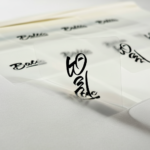 Skaidrios PVC produktų etiketės su juodu tekstu - lipnios etiketės gamyba