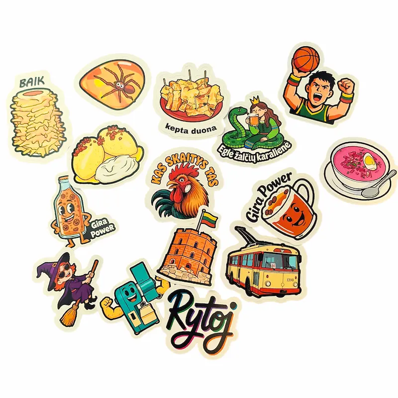 Lietuviški PVC vinilo lipdukai — originalus rinkinys dovanoms