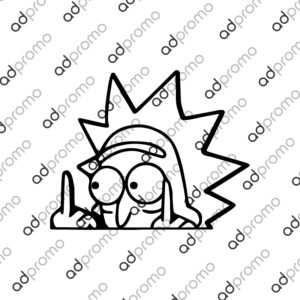 Automobilių lipdukas Rikas ir Mart rodo pirštus - juodas vinilas