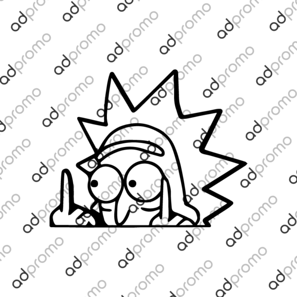 Automobilių lipdukas Rikas ir Mart rodo pirštus - juodas vinilas