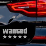 Automobilių lipdukas Wanted ant automobilio