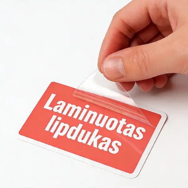 laminuotas lipdukas su apsaugine plevele